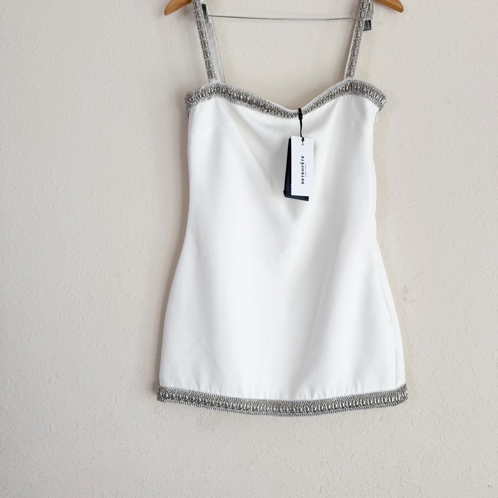 Retrofete Regina Shell White Mini Dress Size Medium - Picture 3 of 9